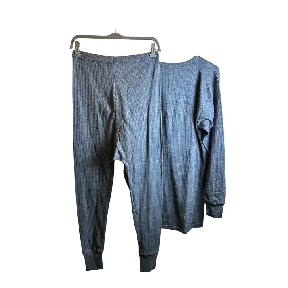 Men’s Fortress Thermal Set Ribbed Blue Base Layer Size XL